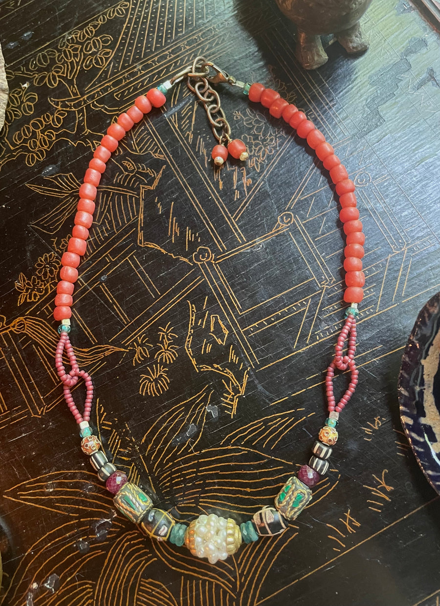 Pearl Venetian Coral Necklace