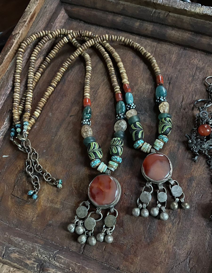 Carnelian with Trade Beads