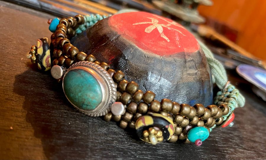 Turquoise and bronze bracelet