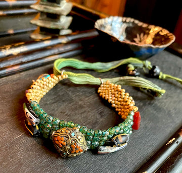 Nepal green and sand bracelet