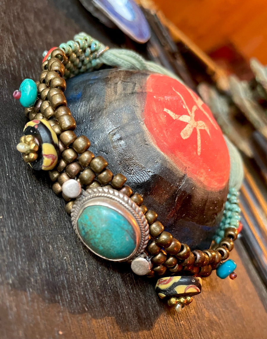 Turquoise and bronze bracelet