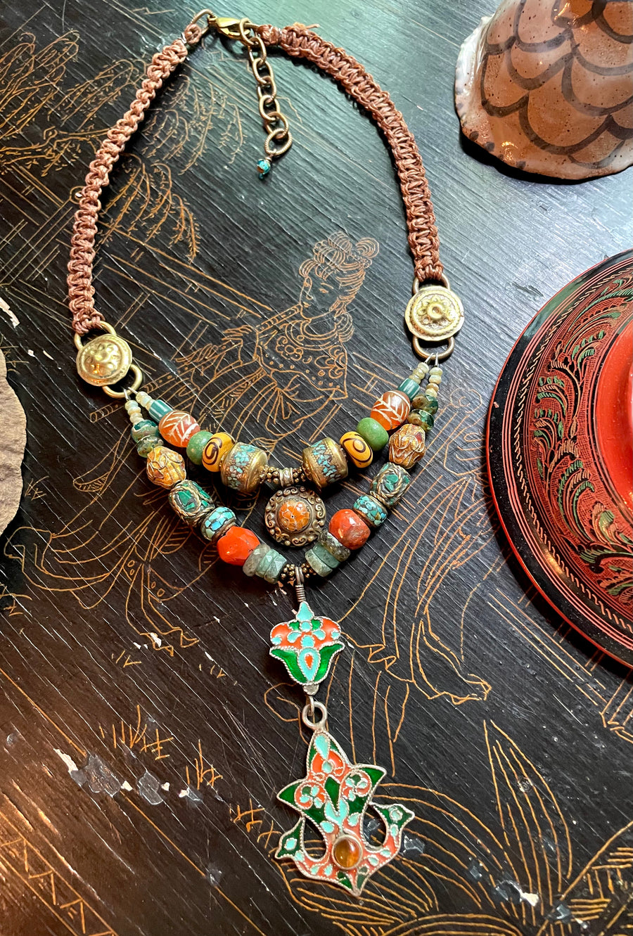 Green Coral Enamel Drop