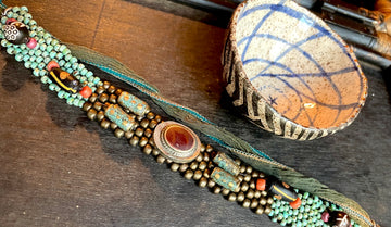 Carnelian glass bronze bracelet