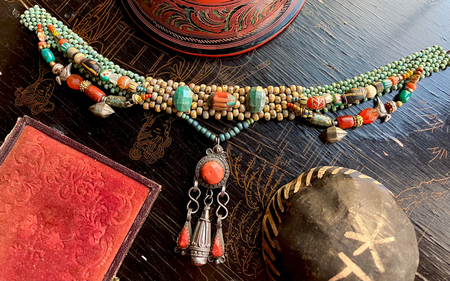 Silk Road coral choker